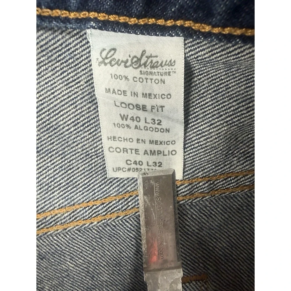 Levi Strauss Vintage Signature Loose Straight Jeans Mens 40X32 Dark Wash Y2k 80s